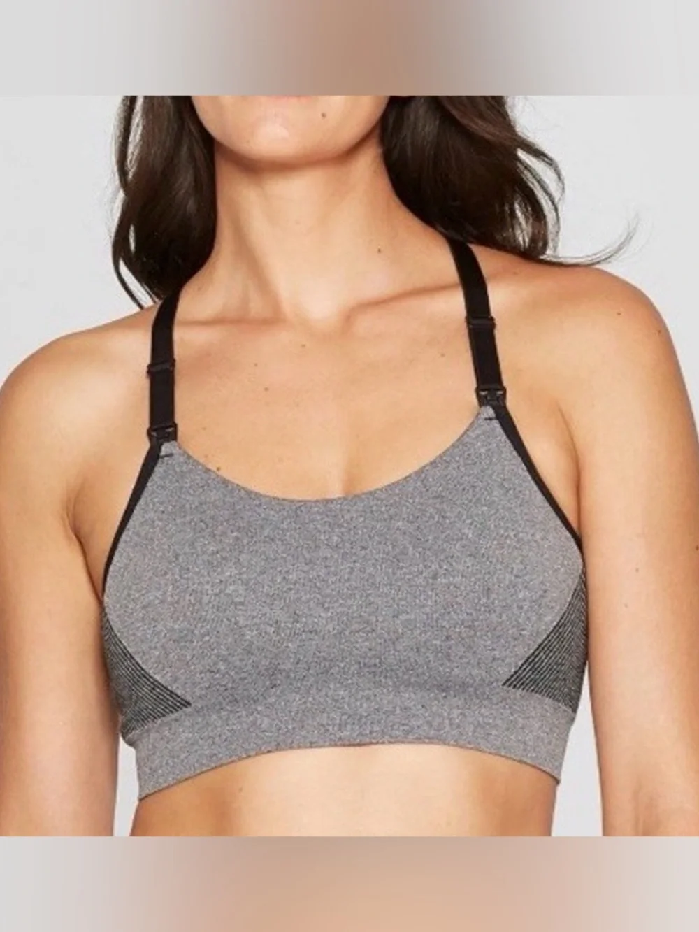 Auden Nursing Yoga Bra Heather Gray Racerback Wireless Seamless Sz Medium NWT